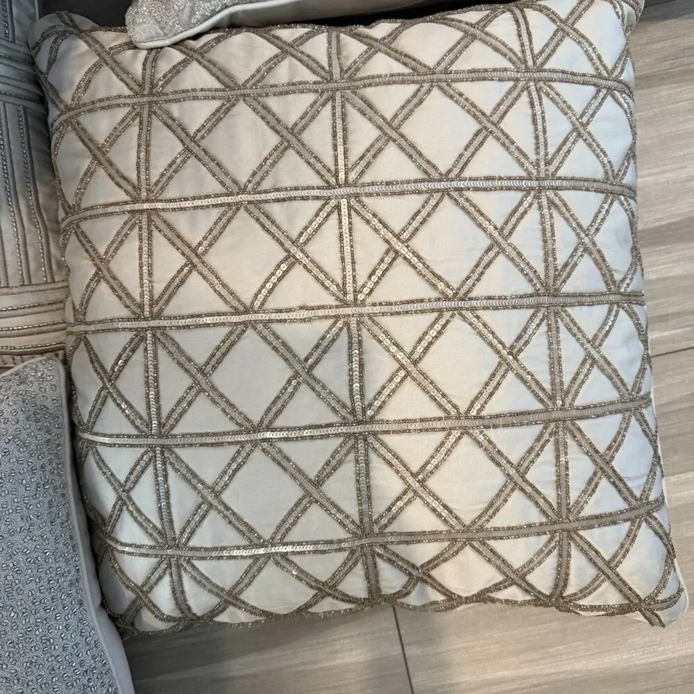 Brand new Hotel Collection Lithos beaded decorative pillow
